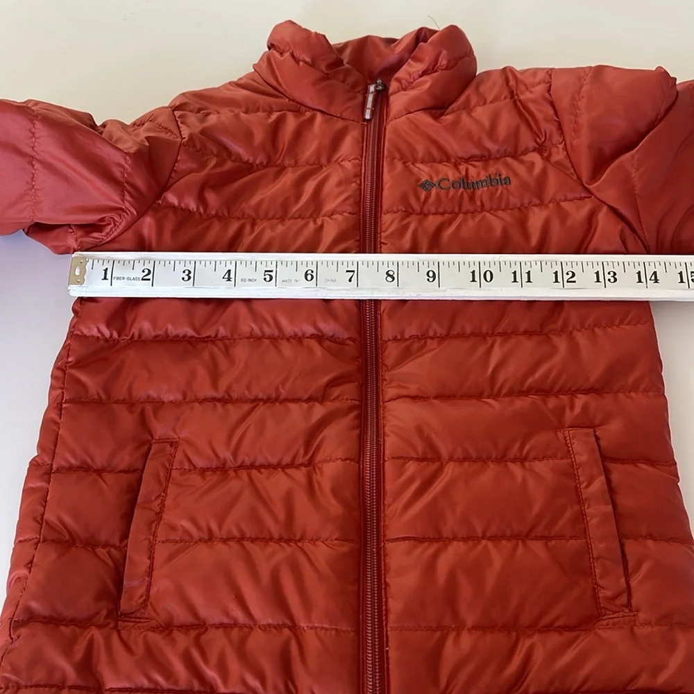 Columbia Down Youth Airspace Jacket in Dark Orange Front Pockets Size XS 6/7
